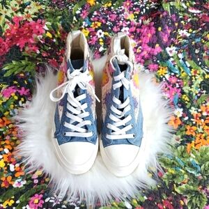 ASH "goa" crocheted + denim high top sneaker size 39
